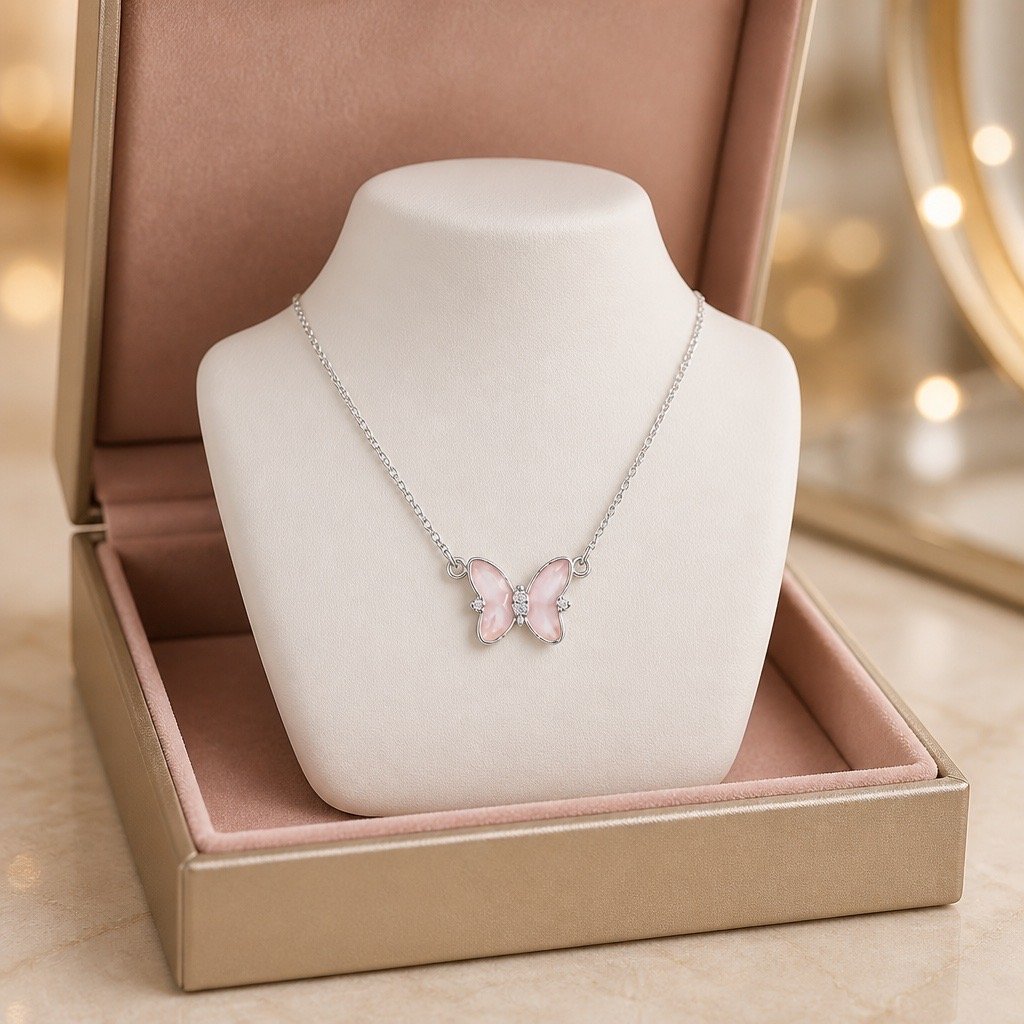 Pink Butterfly Pendant - Image 3