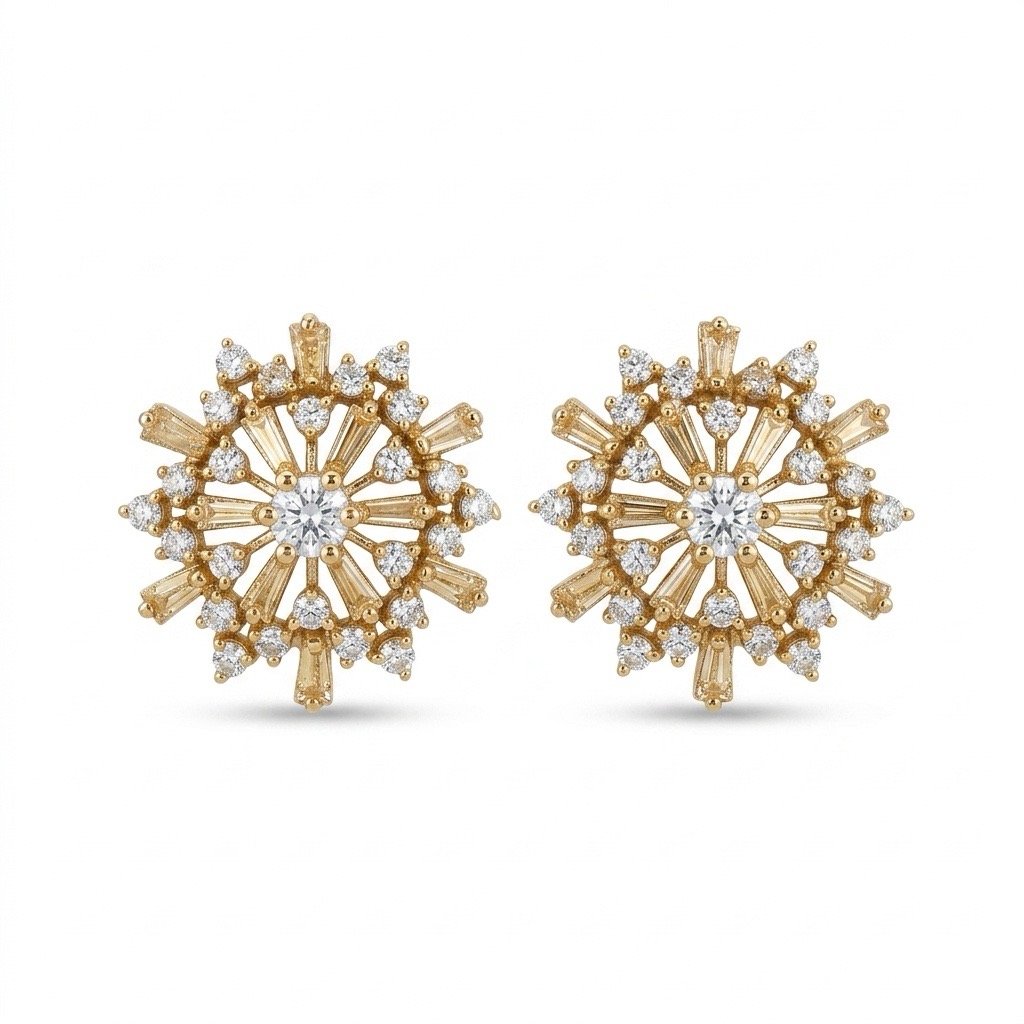 Rose Gold Snowflake Studs