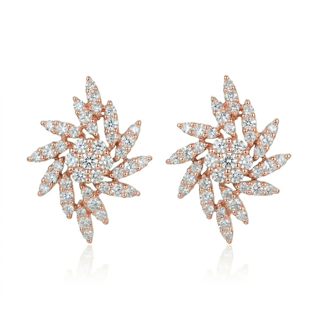 Rose Gold Wave Studs
