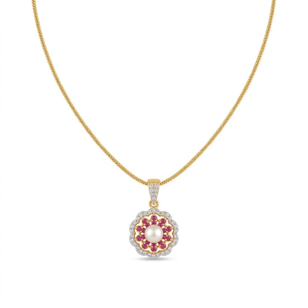 Pink Rose Pearl Pendant