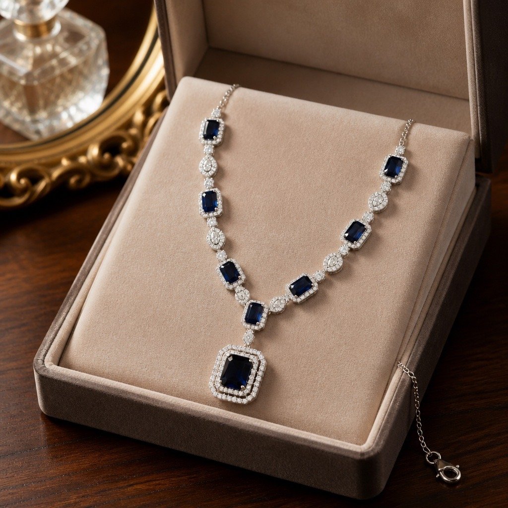 Evening Sky Blue Stone Necklace - Image 3